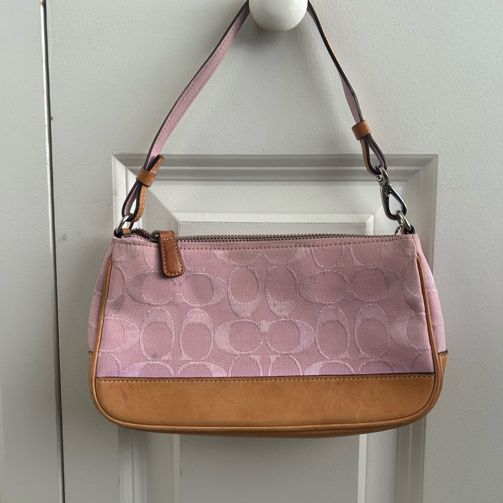 Coach Light Pink and Tan Shoulder Bag
